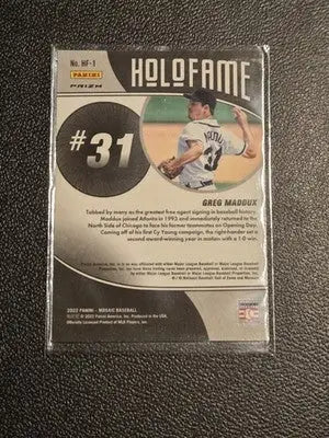 2022 Panini Mosaic #HF-1 Greg Maddux Holofame Green Mosaic - Baseball Card Single