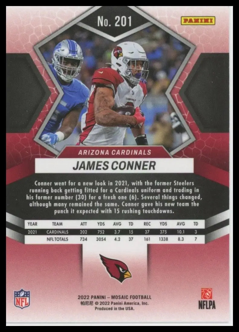 2022 Panini Mosaic James Conner #201 Arizona Cardinals Football Card NFL Sports