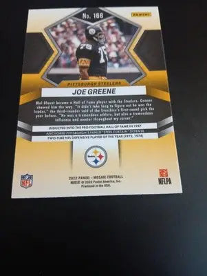 2022 Panini Mosaic - Joe Greene #168. Pittsburgh Steelers. NRMT+ - Football Card Single