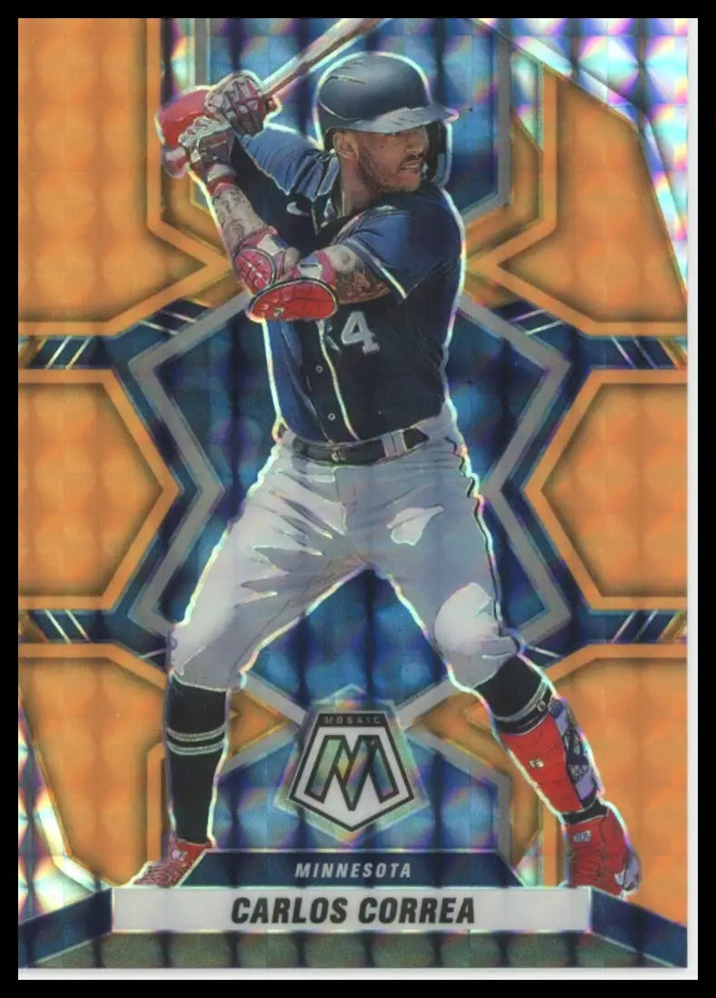 2022 Panini Mosaic - Orange Fluorescent Carlos Correa 123 /25 Minnesota Twins NM - Baseball Card Single