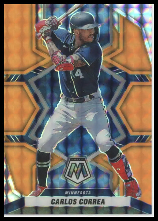 2022 Panini Mosaic - Orange Fluorescent Carlos Correa 123 /25 Minnesota Twins NM - Baseball Card Single