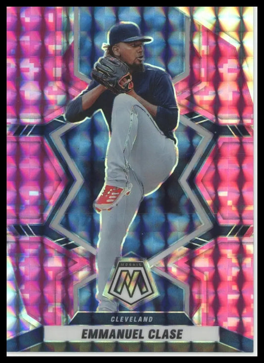 2022 Panini Mosaic - Pink Camo Mosaic Emmanuel Clase 68 Cleveland Guardians NM - Baseball Card Single