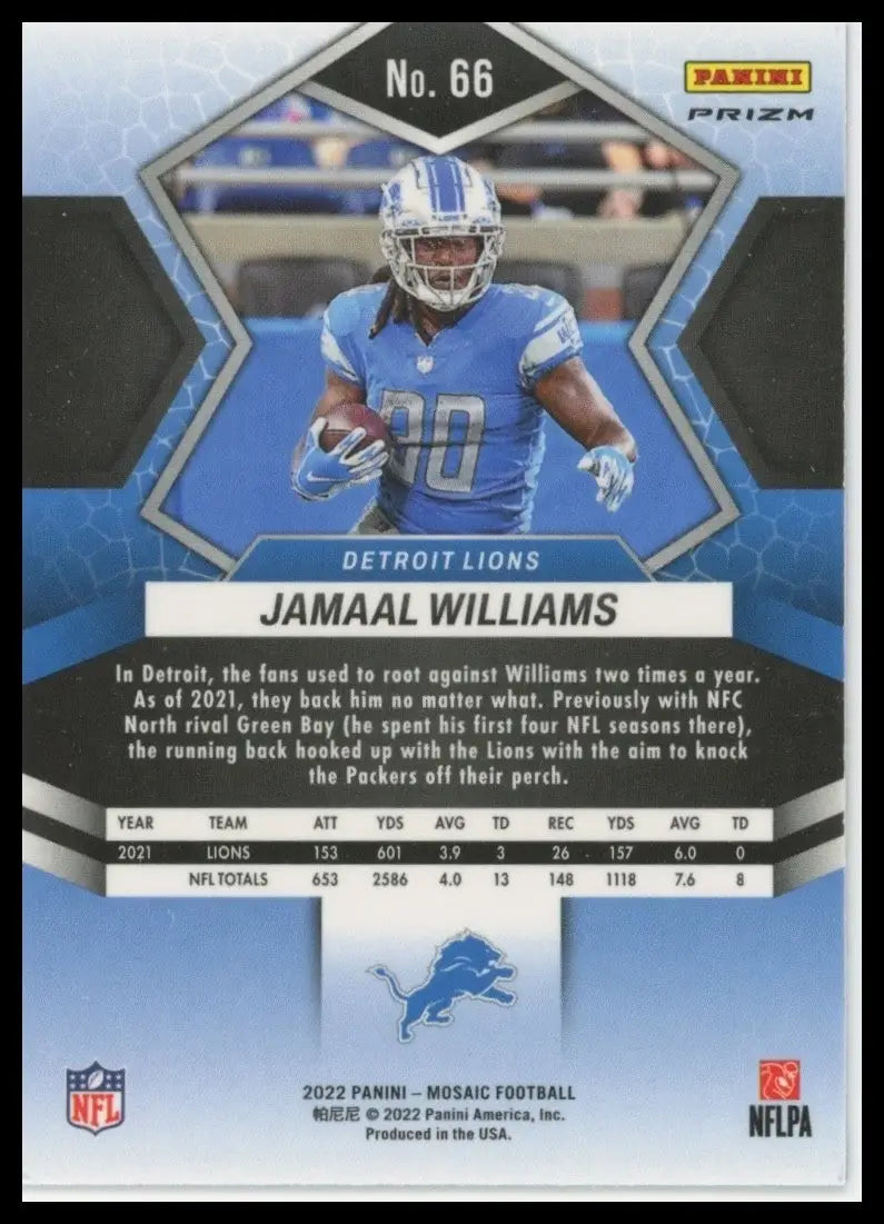 2022 Panini Mosaic Pink Camo Jamaal Williams #66 Detroit Lions Football Card NFL - Football Card Single