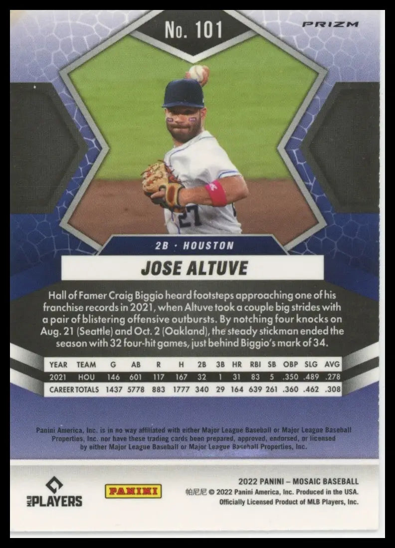 2022 Panini Mosaic - Pink Camo Mosaic Jose Altuve 101 Houston Astros NM - Baseball Card Single