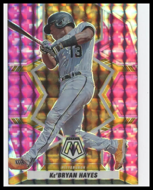 2022 Panini Mosaic - Pink Camo Mosaic Ke’Bryan Hayes 43 Pittsburgh Pirates NM - Baseball Card Single