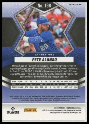 2022 Panini Mosaic - Pink Camo Mosaic Pete Alonso 198 New York Mets NM - Baseball Card Single