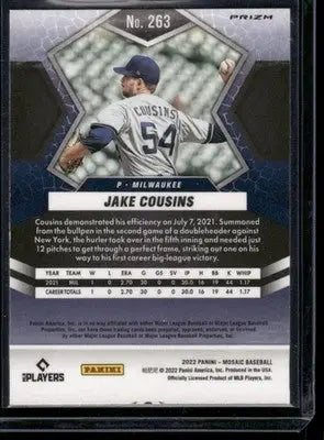 2022 Panini Mosaic Prizm Jake Cousins #263 Pink RC Baseball - Baseball Card Single