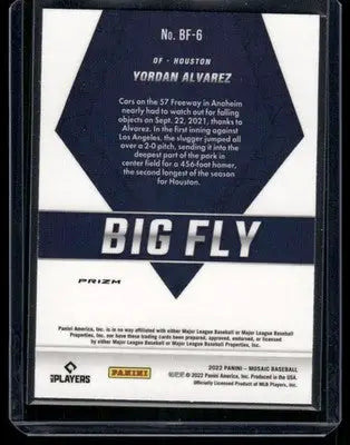 2022 Panini Mosaic Prizm Yordan Alvarez #BF-6 Baseball - Baseball Card Single