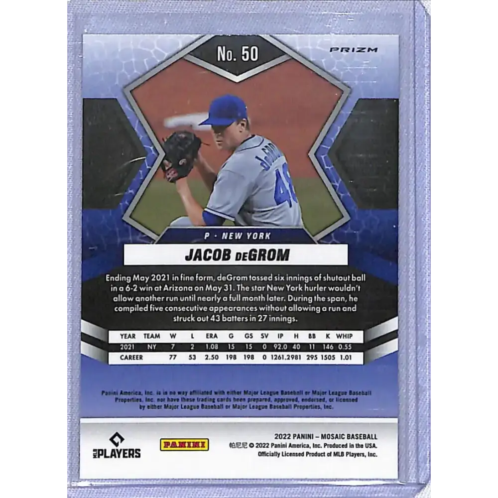 2022 Panini Mosaic Red & Yellow #50 Jacob DeGrom NM-MT New York Mets - Baseball Card Single