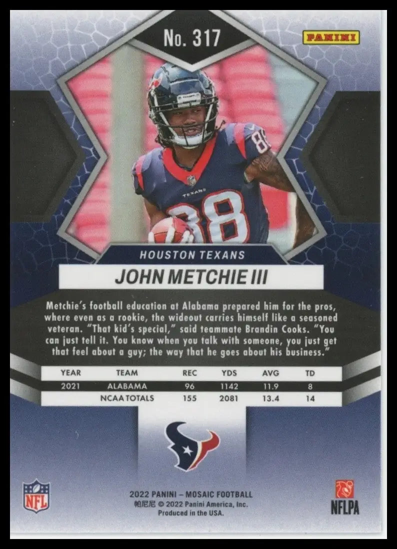 2022 Panini Mosaic Rookie John Metchie III #317 Houston Texans Football Card NFL - Football Card Single