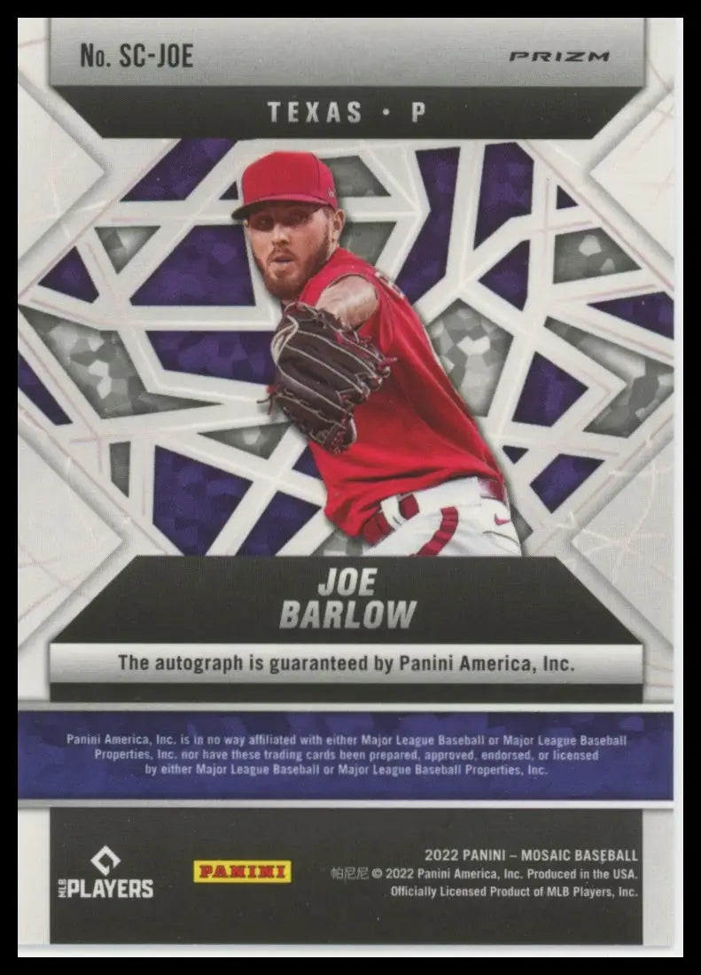 2022 Panini Mosaic - Scripts Joe Barlow SC-JOE Auto Texas Rangers NM - Baseball Card Single