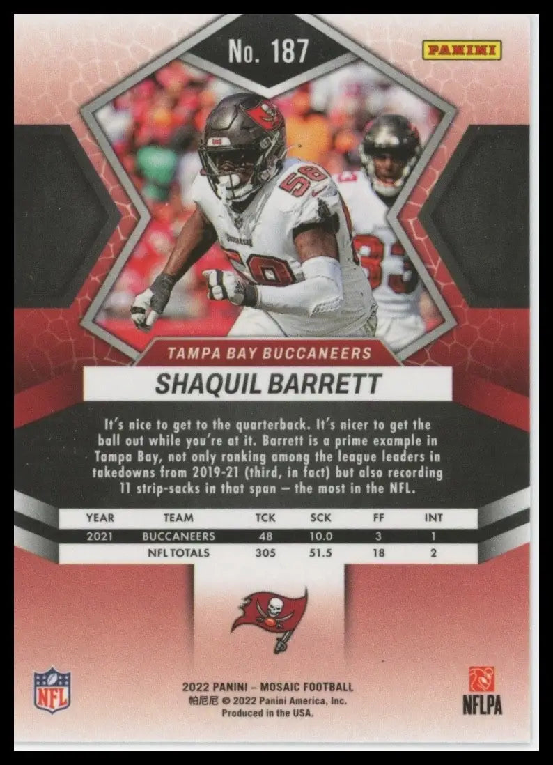 2022 Panini Mosaic Shaquil Barrett #187 Tampa Bay Buccaneers Football Card NFL - Football Card Single