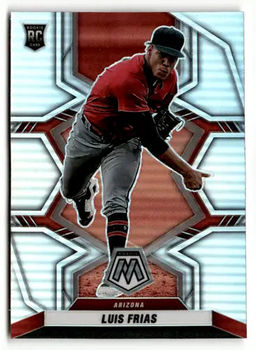 Luis Frias baseball card from 2022 Panini Mosaic Silver Prizm Rookie Diamond