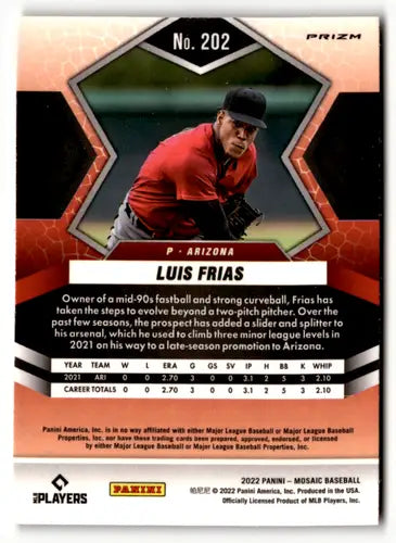 Luis Frias baseball card from 2022 Panini Mosaic Silver Prizm product