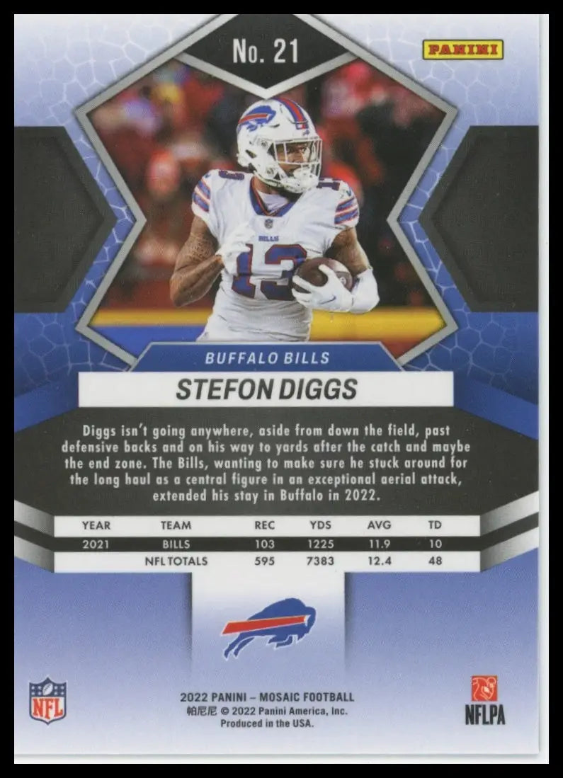 2022 Panini Mosaic Stefon Diggs 21 Buffalo Bills - Football Card Single