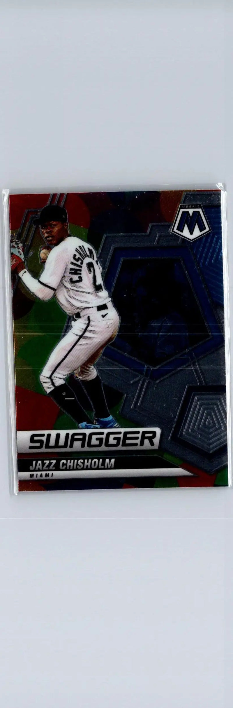 Jazz Chisholm Swagger baseball card from Panini Mosaic 2022 featuring Jazz Chisholm