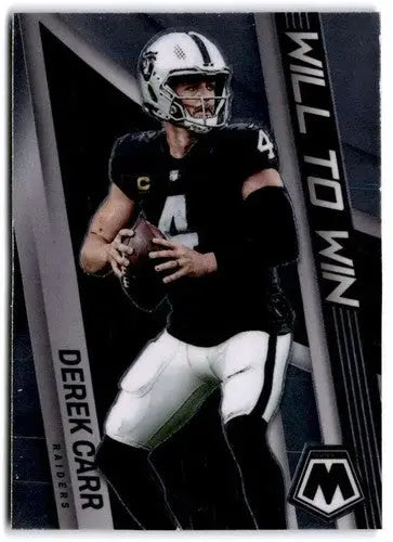 Derek Carr football card from Panini Mosaic Will to Win with original gloss