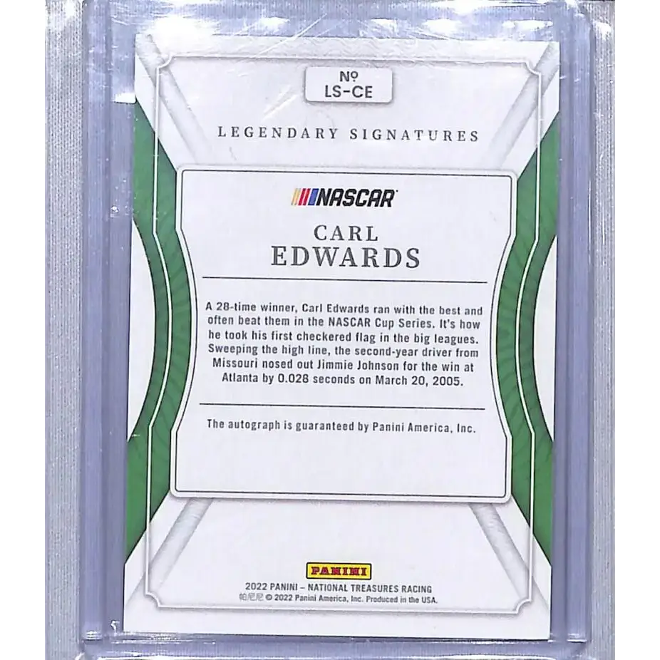 2022 Panini National Treasures Legendary Signatures #LS-CE Carl Edwards NM-MT Auto 24/25 - Racing Card Single