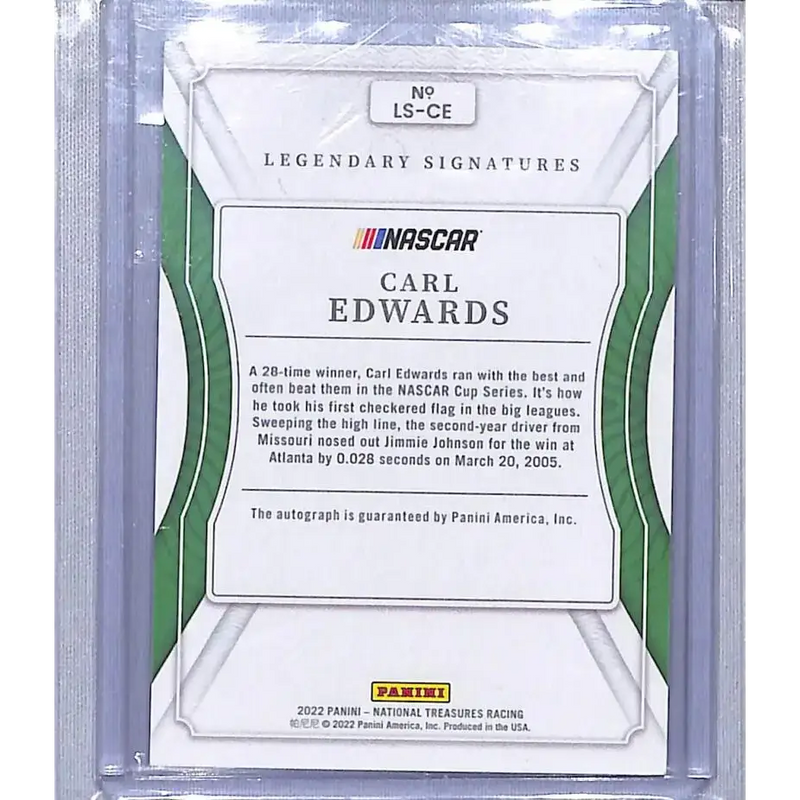 2022 Panini National Treasures Legendary Signatures #LS-CE Carl Edwards NM-MT Auto 24/25 - Racing Card Single