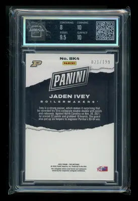 2022 Panini National VIP Orange Jaden Ivey #BK4 021/199 Arena Club 8.5
