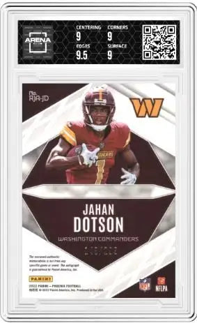 2022 Panini Phoenix Jahan Dotson #RJA-JD Rookie Auto Jersey 149/299 RC AC 9/10 - Football Card Single