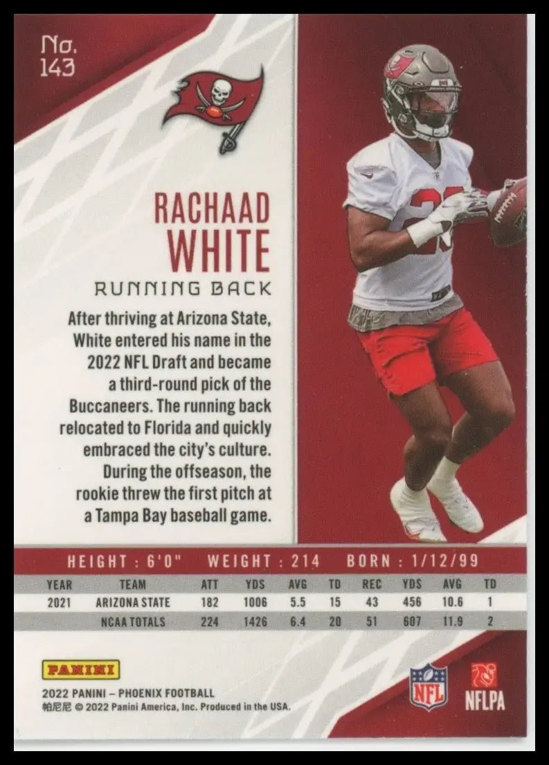 2022 Panini Phoenix Rookie Rachaad White #143 Tampa Bay Buccaneers Football Card - Football Card Single