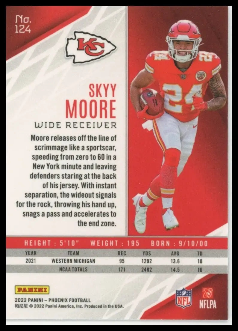 2022 Panini Phoenix Rookie Skyy Moore #124 Kansas City Chiefs Football Card NFL