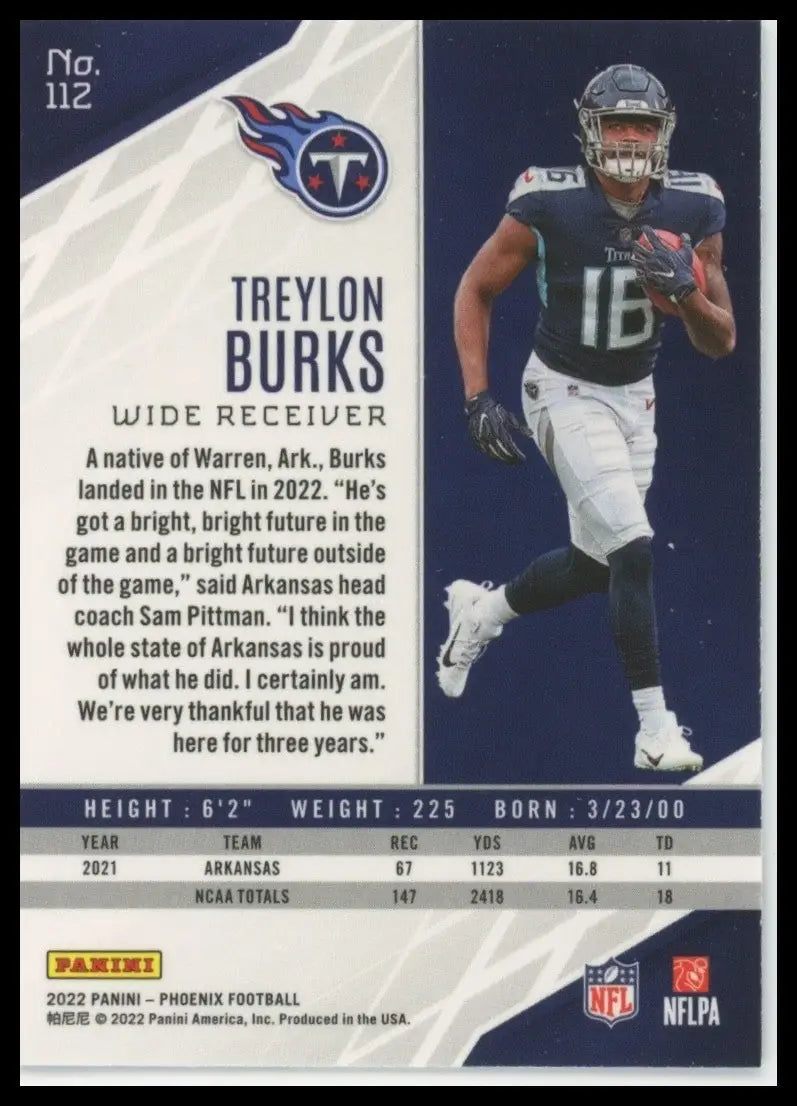 2022 Panini Phoenix Rookie Treylon Burks #112 Tennessee Titans Football Card NFL - Football Card Single