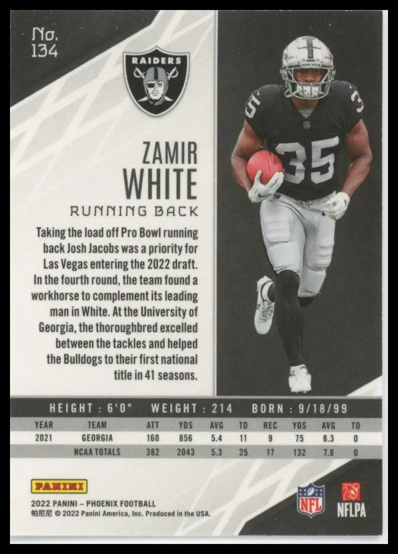 2022 Panini Phoenix Rookie Zamir White #134 Las Vegas Raiders Football Card NFL - Football Card Single