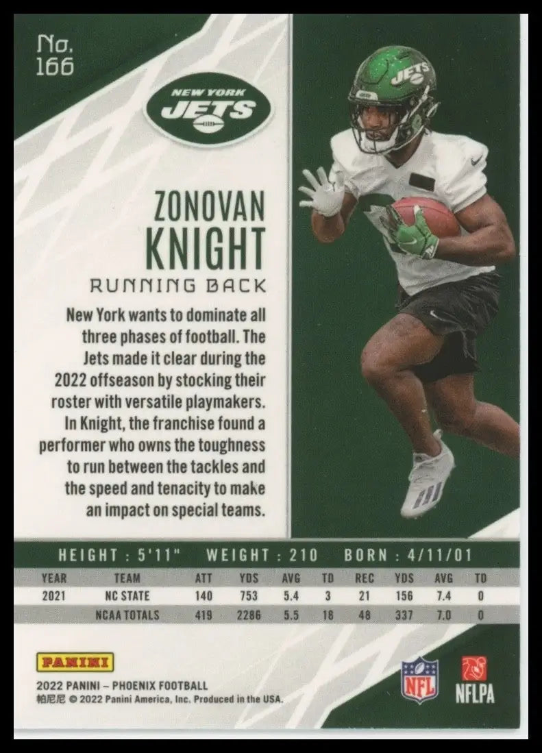 2022 Panini Phoenix Rookies Zonovan Knight #166 New York Jets Football Card NFL - Football Card Single