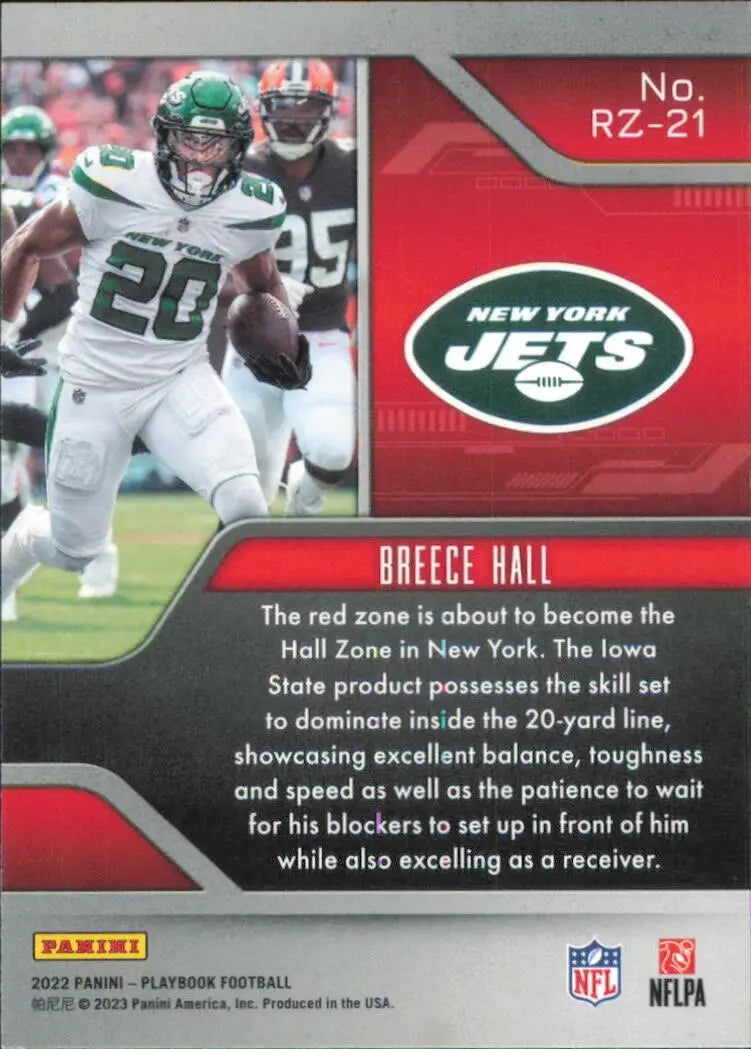 2022 Panini Playbook Red Zone #RZ-21 Breece Hall New York Jets Football Card NFL - Football Card Single