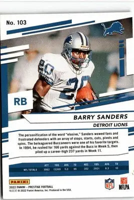 2022 Panini Prestige #103 Barry Sanders - Football Card Single