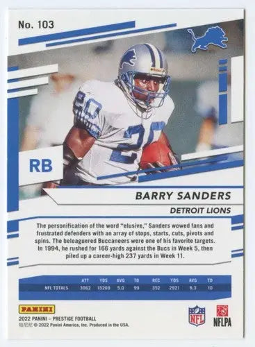 2022 Panini Prestige #103 Barry Sanders NM-MT Lions ID:48433 - Football Card Single