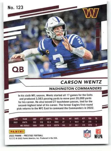 2022 Panini Prestige #123 Carson Wentz NM-MT Colts ID:48441 - Football Card Single