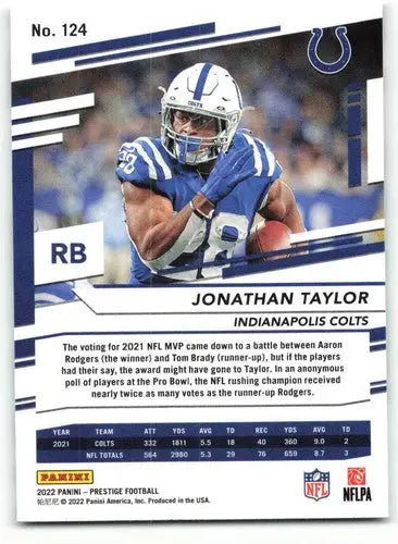 2022 Panini Prestige #124 Jonathan Taylor NM-MT Colts ID:48442 - Football Card Single