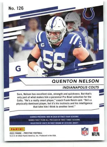 2022 Panini Prestige #126 Quenton Nelson NM-MT Colts ID:52162 - Football Card Single