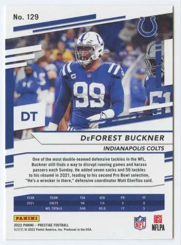 2022 Panini Prestige #129 DeForest Buckner NM-MT Colts ID:48444 - Football Card Single