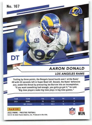 2022 Panini Prestige #167 Aaron Donald NM-MT LA Rams ID:48463 - Football Card Single
