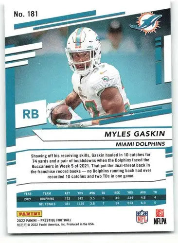 2022 Panini Prestige #181 Myles Gaskin NM-MT Dolphins ID:48470 - Football Card Single