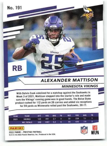 2022 Panini Prestige #191 Alexander Mattison NM-MT Vikings ID:48475 - Football Card Single