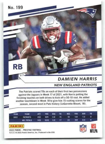 2022 Panini Prestige #199 Damien Harris NM-MT Patriots ID:48477 - Football Card Single