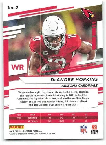2022 Panini Prestige #2 DeAndre Hopkins NM-MT Cardinals ID:48392 - Football Card Single