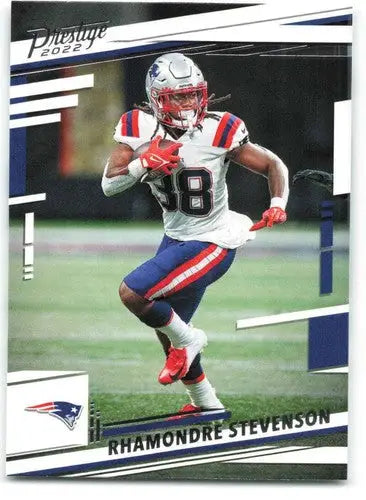 Original gloss Panini Prestige Rhamondre Stevenson football card for Patriots collection