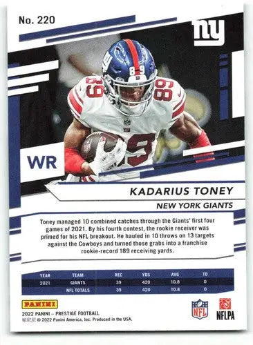 2022 Panini Prestige #220 Kadarius Toney NM-MT NY Giants ID:48485 - Football Card Single