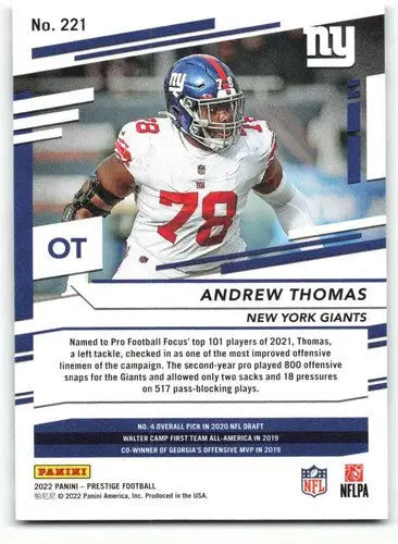2022 Panini Prestige #221 Andrew Thomas NM-MT NY Giants ID:48486 - Football Card Single