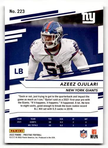2022 Panini Prestige #223 Azeez Ojulari EX/NM NY Giants ID:47176 - Football Card Single