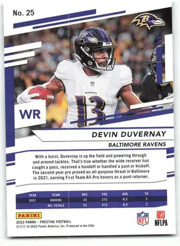 2022 Panini Prestige #25 Devin Duvernay NM-MT Ravens ID:48399 - Football Card Single