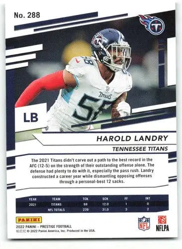 2022 Panini Prestige #288 Harold Landry NM-MT Titans ID:48510 - Football Card Single