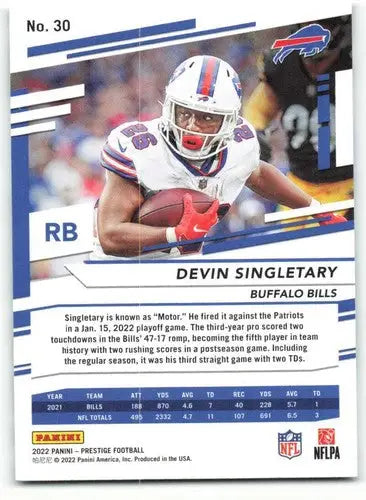2022 Panini Prestige #30 Devin Singletary NM-MT Bills ID:48401 - Football Card Single