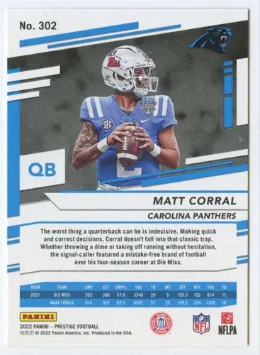 2022 Panini Prestige #302 Matt Corral NM-MT RC Rookie Panthers ID:48516 - Football Card Single